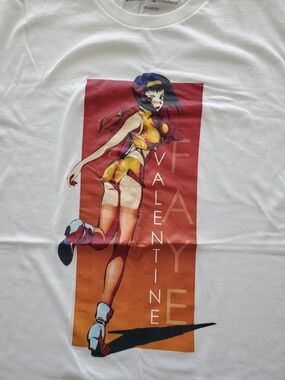 Anime Graphic Tee "Valentine Fay" - White with Red/Orange Print